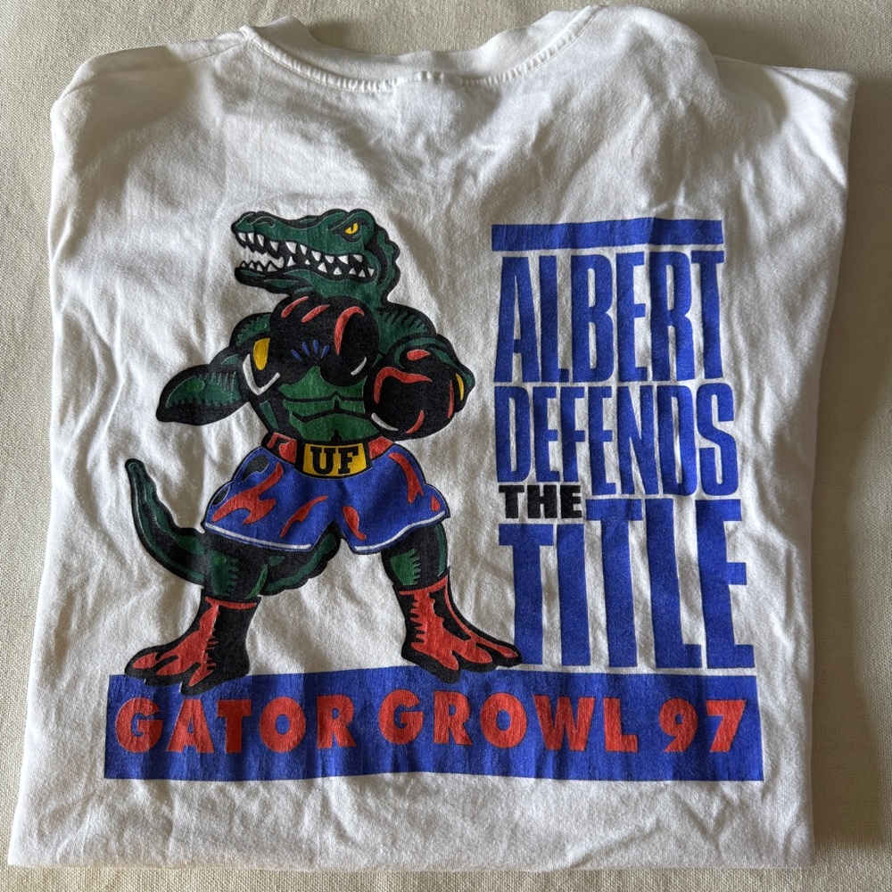 Authentic Vintage Florida Gator 1997 Albert Defends the Title Gator Growl TShirt